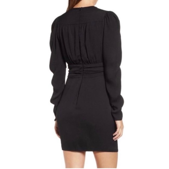 AFRM x REVOLVE avalon puff sleeve deep v-neck mini dress cocktail black small - Picture 2 of 12